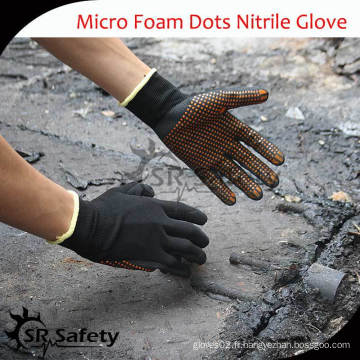 SRSAFETY 15G gants de palmier à points orange / fabricants de gants nitrile à la main en Chine